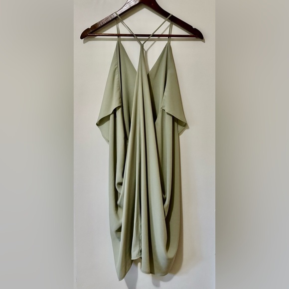 Revamped| Elegant Sage Green Flowing Sleeveless Mini Dress Sz S Brand NEW w/Tags - Picture 5 of 5